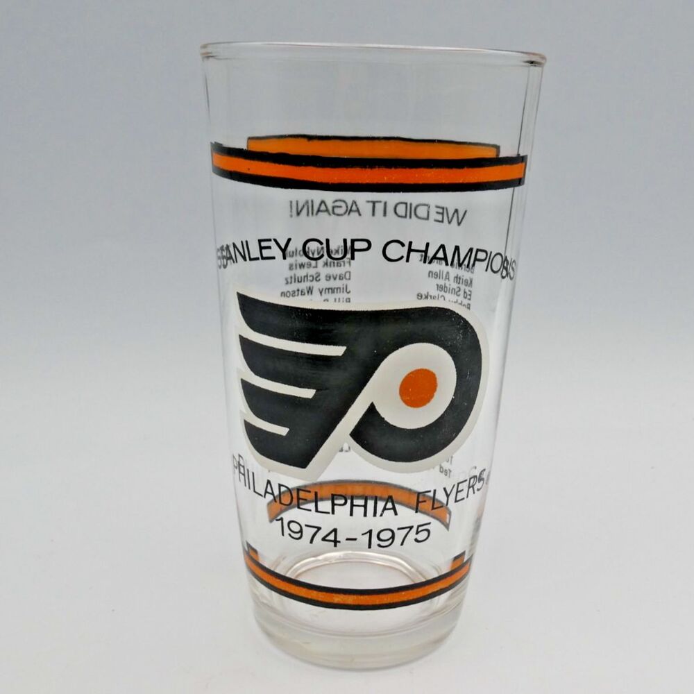 Vintage Philadelphia Flyers 1974-1975 Stanley Cup Champions Glass